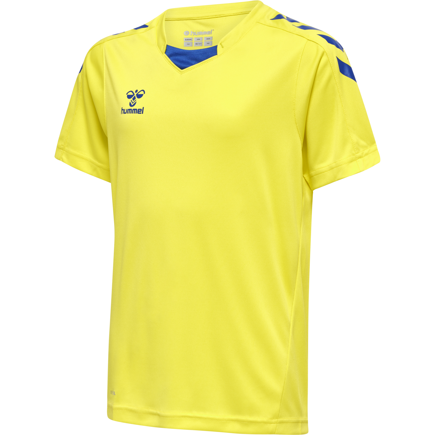 hmlCORE XK POLY JERSEY S/S KIDS, BLAZING YELLOW/TRUE BLUE, packshot