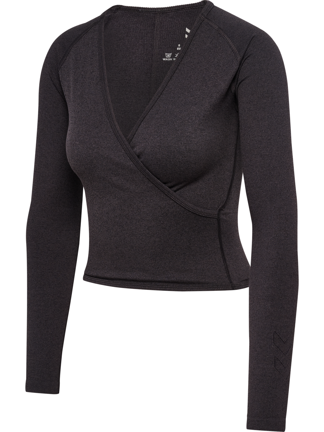 hmlYOGA SEAMLESS RIB T-SHIRT L/S, BLACK MELANGE, packshot