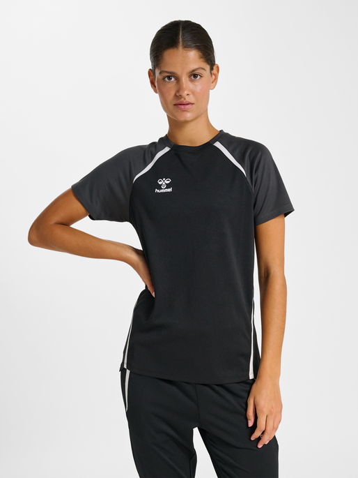 hmlLEAD 2.0 JERSEY S/S WOMAN, BLACK/ASPHALT, model
