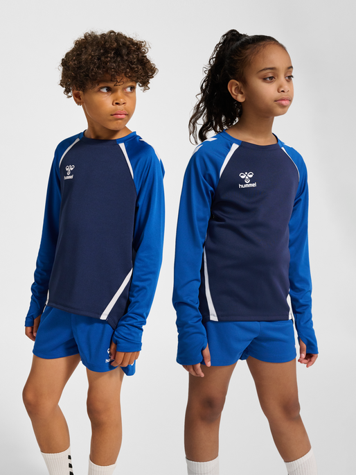 hmlLEAD 2.0 CREW SWEAT KIDS, MARINE/TRUE BLUE, model