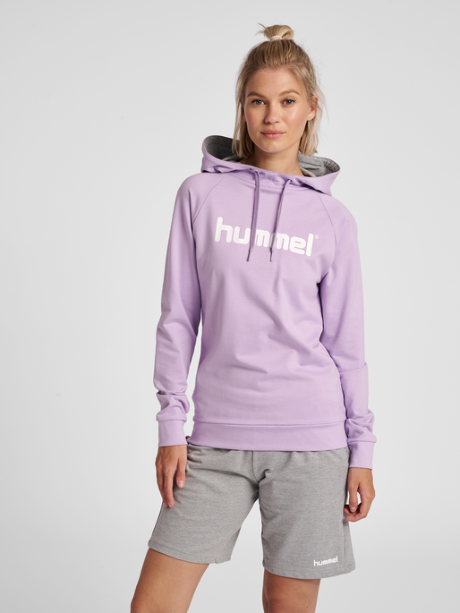 HUMMEL GO COTTON LOGO HOODIE WOMAN, ORCHID, model