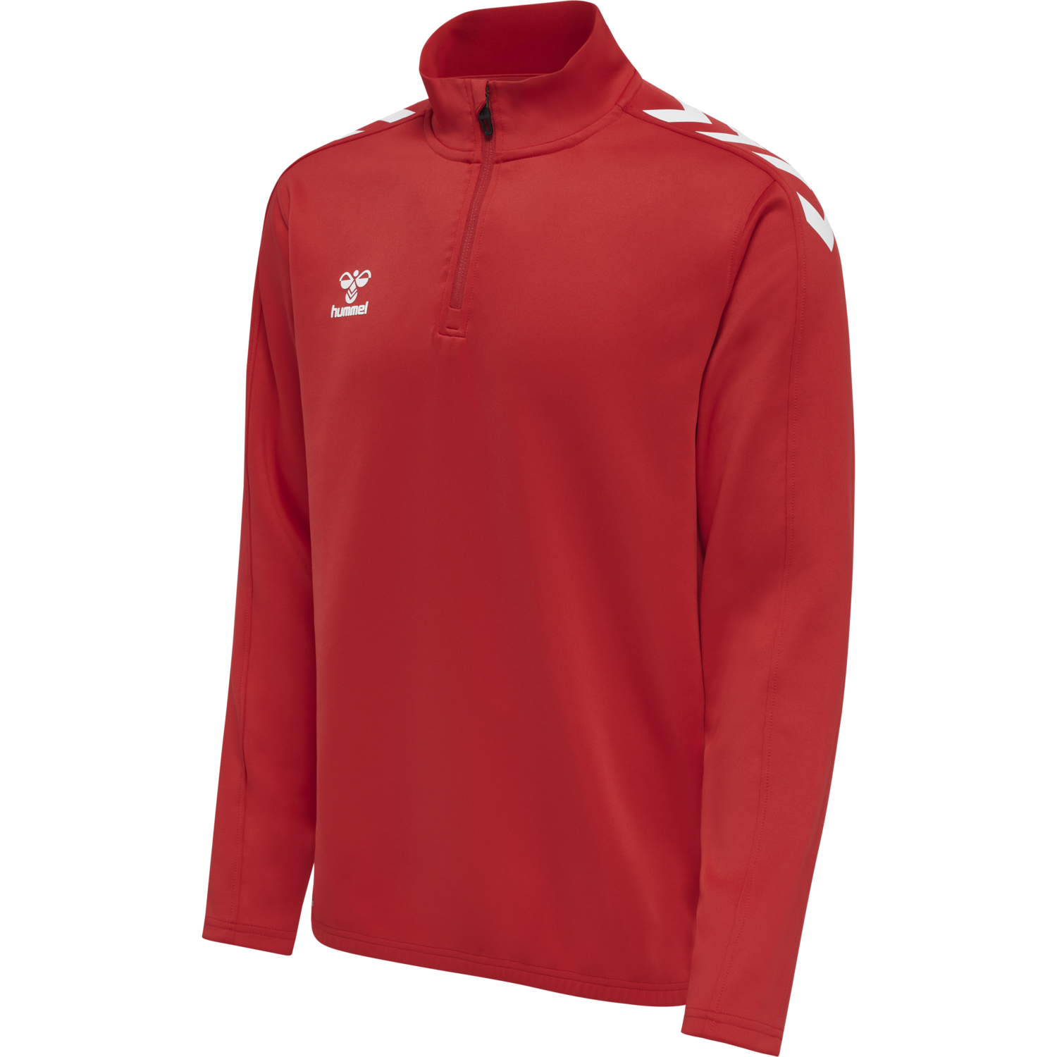 hmlCORE XK HALF ZIP POLY SWEAT, TRUE RED, packshot