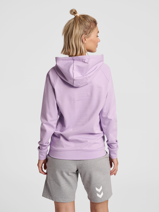 HUMMEL GO COTTON LOGO HOODIE WOMAN, ORCHID, model