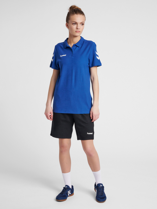 HUMMEL GO COTTON POLO WOMAN, TRUE BLUE, model