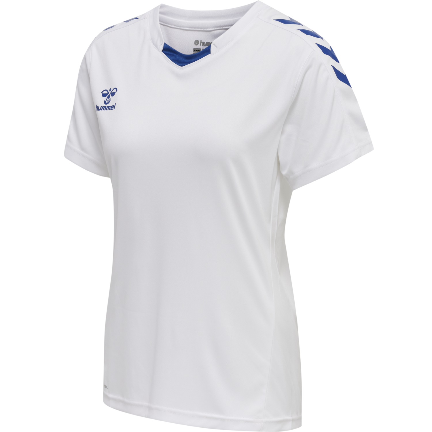 hmlCORE XK POLY JERSEY S/S WOMAN, WHITE/TRUE BLUE, packshot