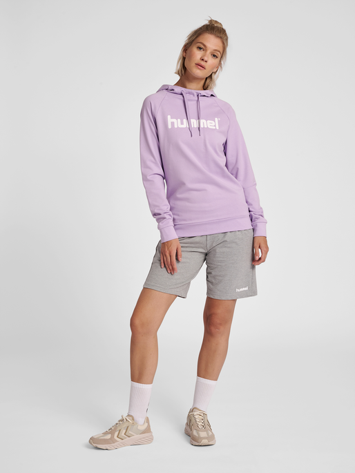 HUMMEL GO COTTON LOGO HOODIE WOMAN, ORCHID, model