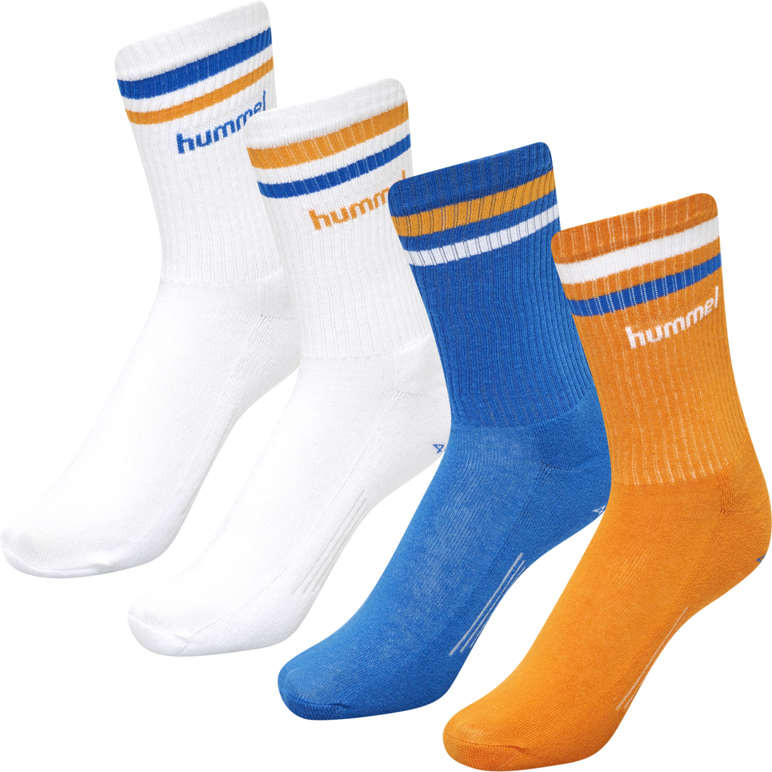 hmlRETRO 4-PACK SOCKS MIX, WHITE/BLUE/YELLOW, packshot