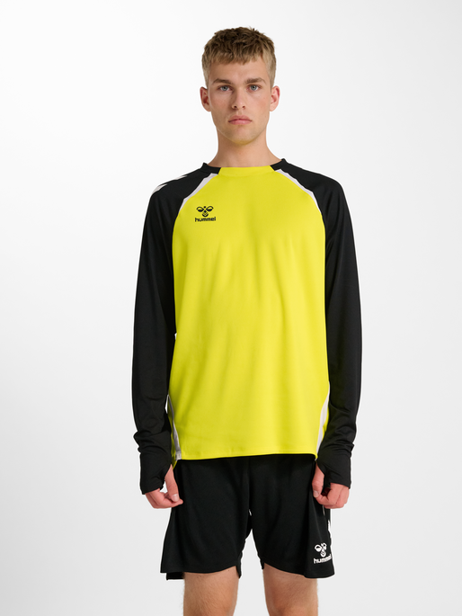 hmlLEAD 2.0 CREW SWEAT, BLAZING YELLOW/BLACK, model