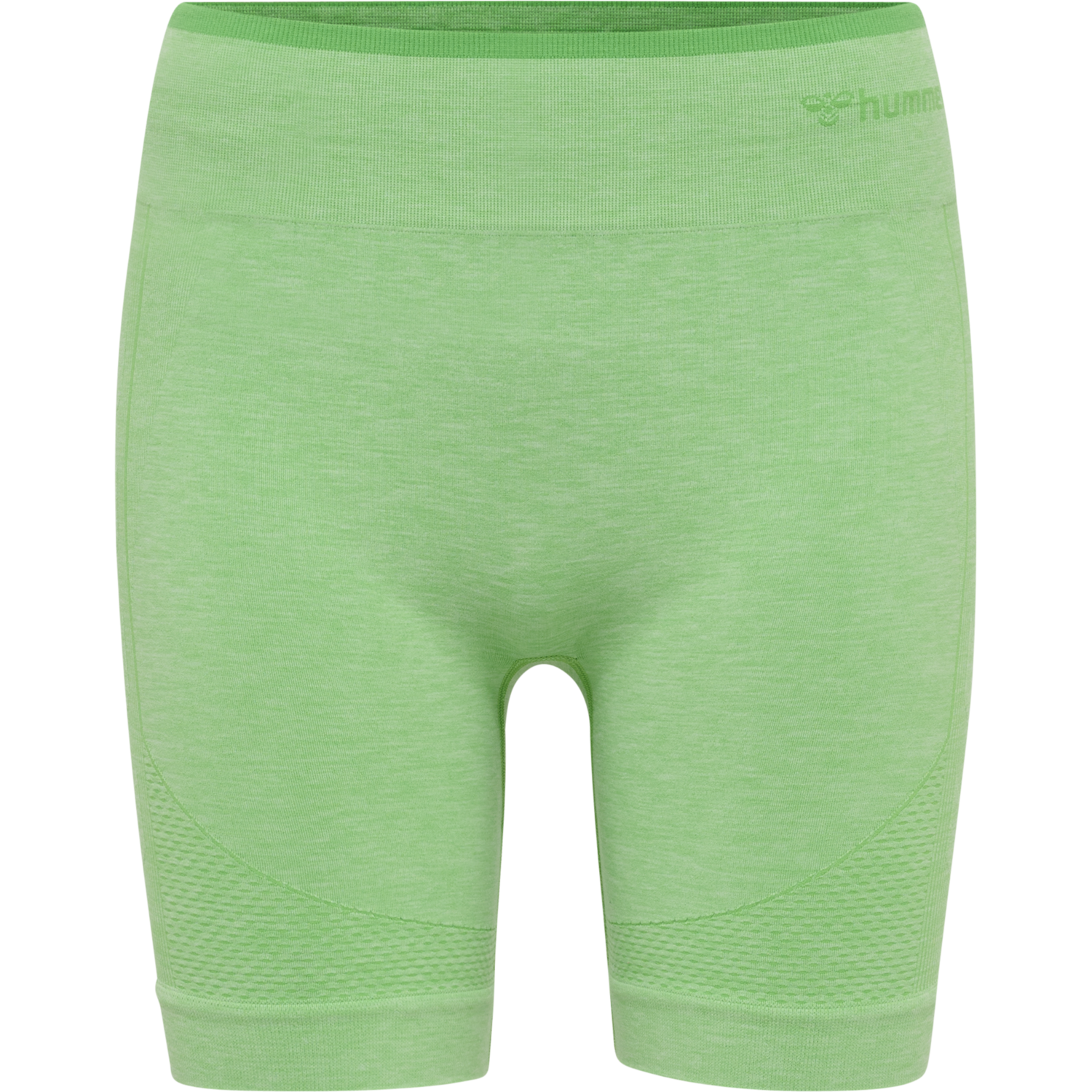 hmlMT UNA SEAMLESS MID WAIST SHORTS, SUMMER GREEN MELANGE, packshot