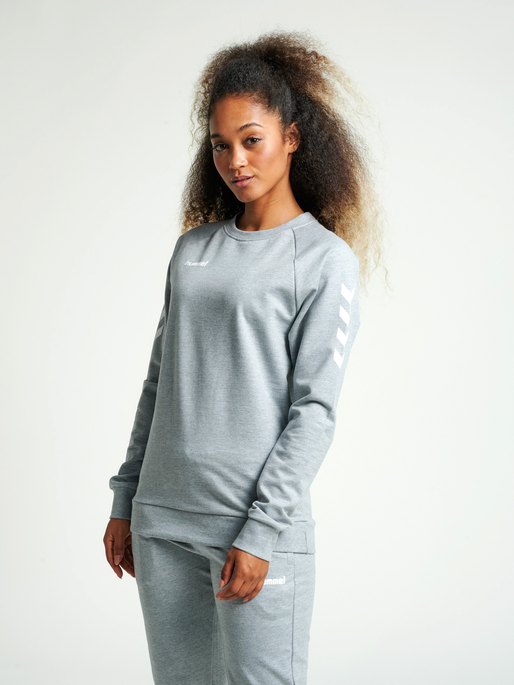HUMMEL GO COTTON SWEATSHIRT WOMAN, GREY MELANGE, model
