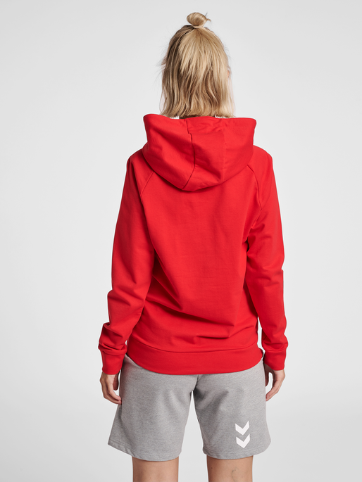 HUMMEL GO COTTON LOGO HOODIE WOMAN, TRUE RED, model