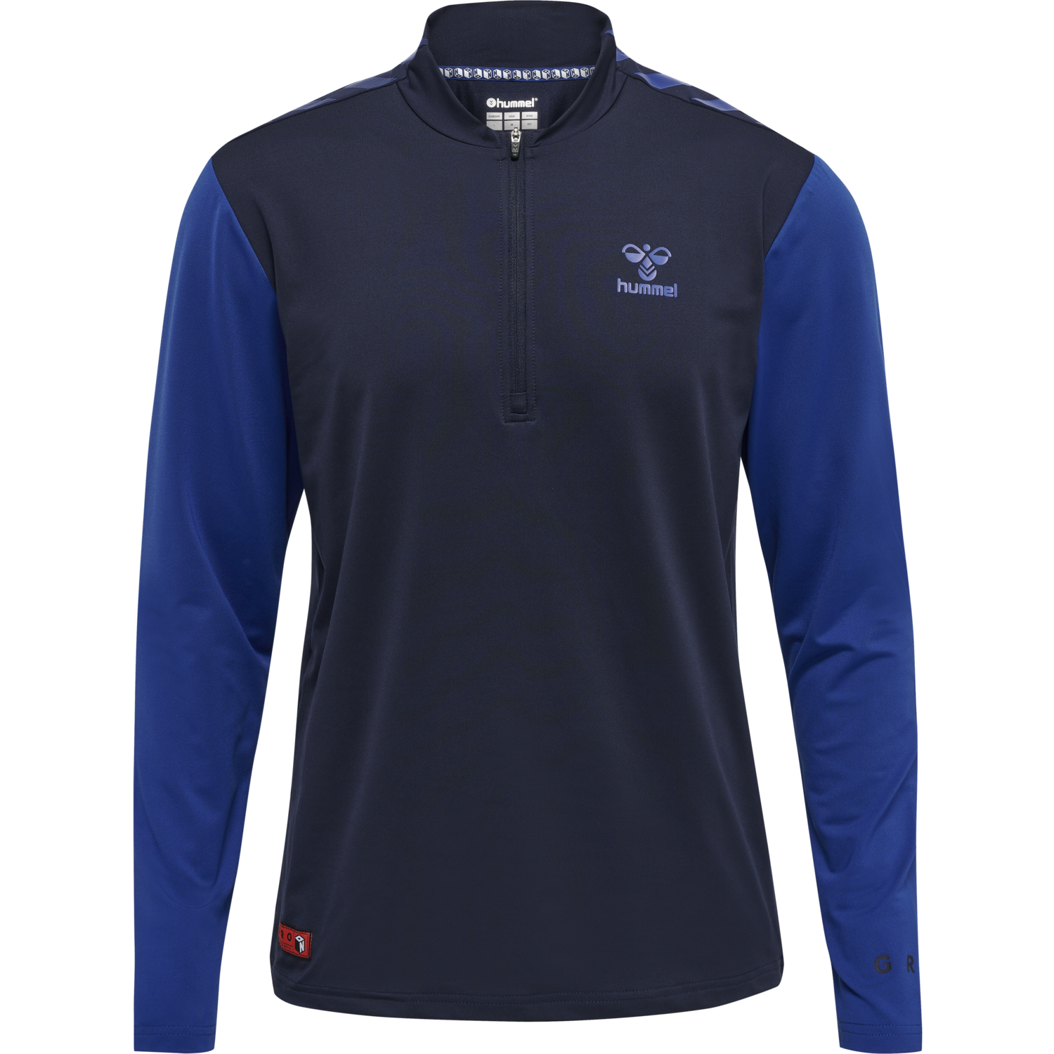 hmlPRO GRID HALF ZIP TRAINING L/S, MARITIME BLUE/SURF THE WEB, packshot